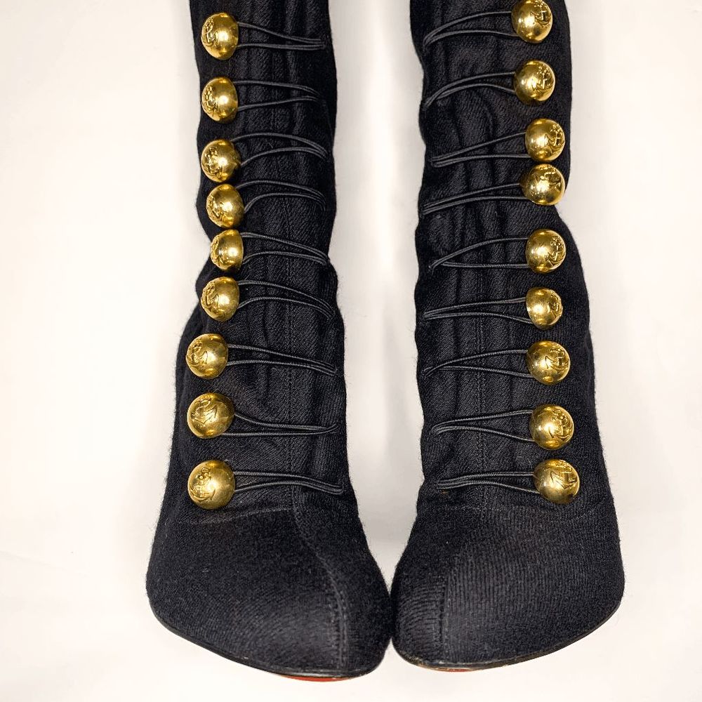 Christian Louboutin Ronfifi Supra 100 Flannel Marine Thigh High Boots EU 37 US 7 - Picture 6 of 12